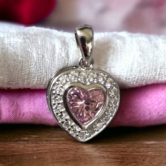 Interchangeable Silver Multi-color CZ Heart Charm includes 6 heart shaped stones - Picture 8 of 13